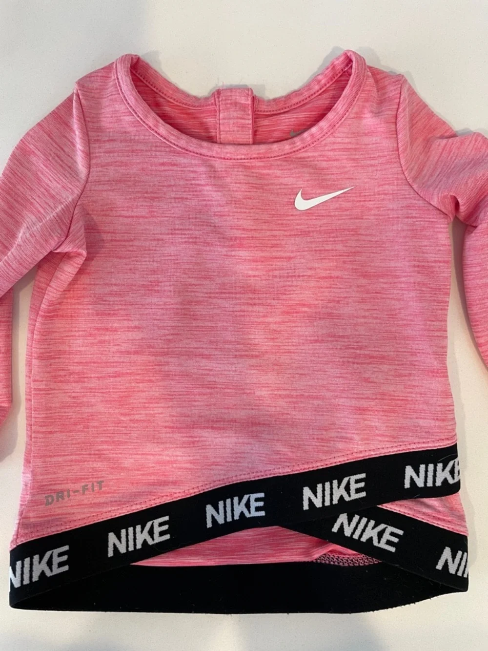NIKE • Pink Baby' Dri-FIT Long Sleeve Athletic Top with Branded Hem • 6M
